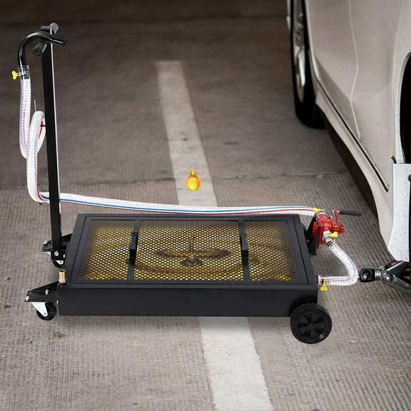 Modern Black Oil Drain Pan, 15 Gallon Oil Drain Tank, Large Capacity Oil Change Pan 15gal Capacity Steel