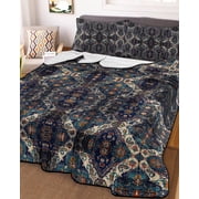 Modern Black, Queen Size Down Alternative Comforter, Lightweight Comforter Quilt Bedding Set with Pillow Shams Abstract Rustic Chic Geometric Bohemia All Seasons Bed Comforter Duvet Insert 90"x96"