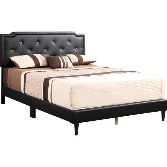 Modern Black Queen Size Bed - Build, Foam Filled, Pu, 47" H X 63" W 86" D, Improves Bedroom Ambience Elegant In , Filler, 47' 63' 86' Adds Elegance And Sophistication