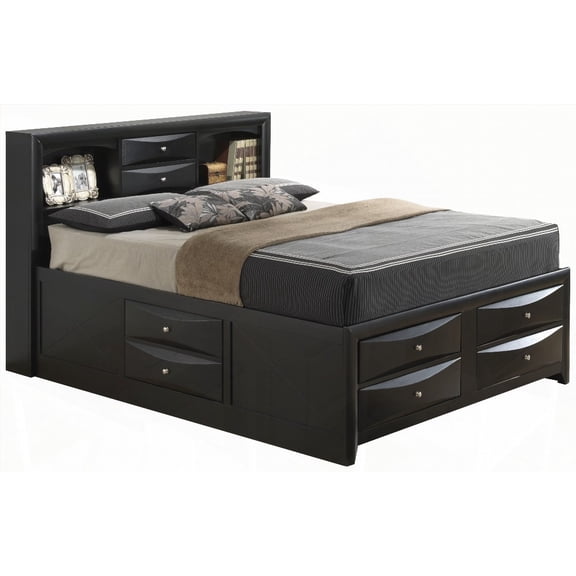 Modern Black Queen Storage Bed - 49"H x 64"W x 92"D Dimensions