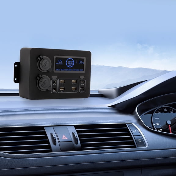 Modern Black RV Mini Power Distribution Box Multifunctional Power Box w/ USB DC12V PD Outlets