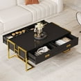 thumbnail image 1 of Modern Black Rectangular Coffee Table with 4 Drawers and Gold Base in 47.3", 1 of 7