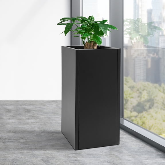 Modern Black Rectangular Large Flowerpot Tall Metal Outdoor/Indoor Planter Box