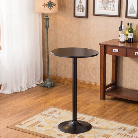 Modern Black Round Metal Bar Table with 24" Diameter and 40" Height