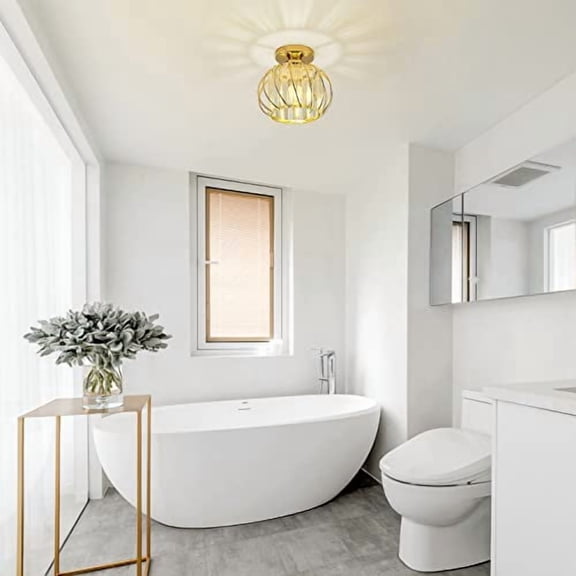 Modern Black Semi Flush Mount Ceiling Light Fixture Antique Small Crystal Chandeliers Hallway Light Fixtures of Bathroom Laundry Entry Light Storage Room