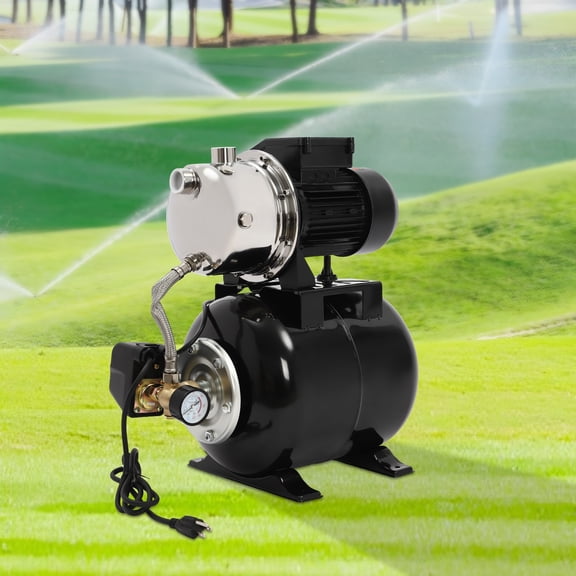 Modern Black Shallow Well Pump&pressure Tank Water Pump Booster System For Home, Farm, Pool