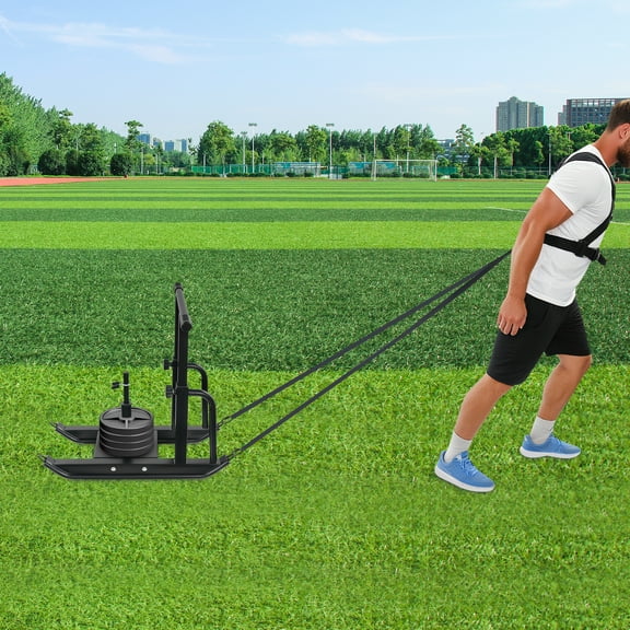 Modern Black Sports 5 Levels Height-adjustable Fitness Sled For Pushing, Pulling, And Dragging Exercises