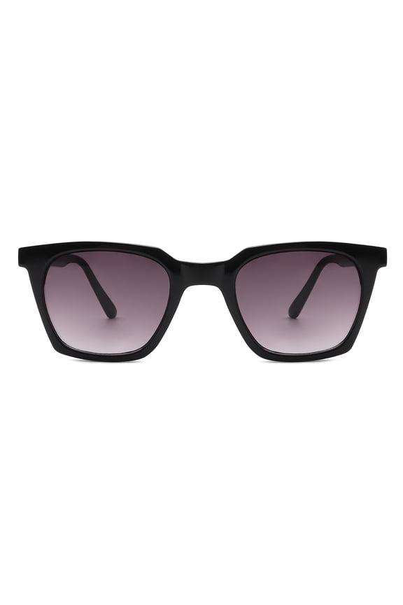 Modern Black Square Sunglasses - Gradient Gray Lens UV Protection Daily & Travel Fashion Eyewear