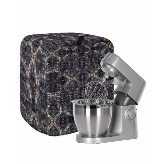 Modern Black, Stand Mixer Dust Cover with Storage Pocket & Handles, Abstract Rustic Chic Geometric Bohemia Fits All Tilt Head & Bowl Lift Kitchen Appliance Cover Organizer Bag Accessories, 6-8 Quart