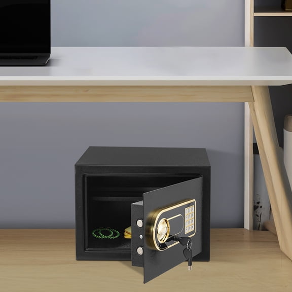 Modern Black Steel Safe Box, Heavy-Duty Welded Security Box for Valuables Cash Jewelry, Fits Home Office Hotel