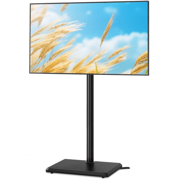 RTVR Floor TV Stand for 32"-60" Flat Screens, Portable Tall CornerTV Mount Stand with Wood Base, Black