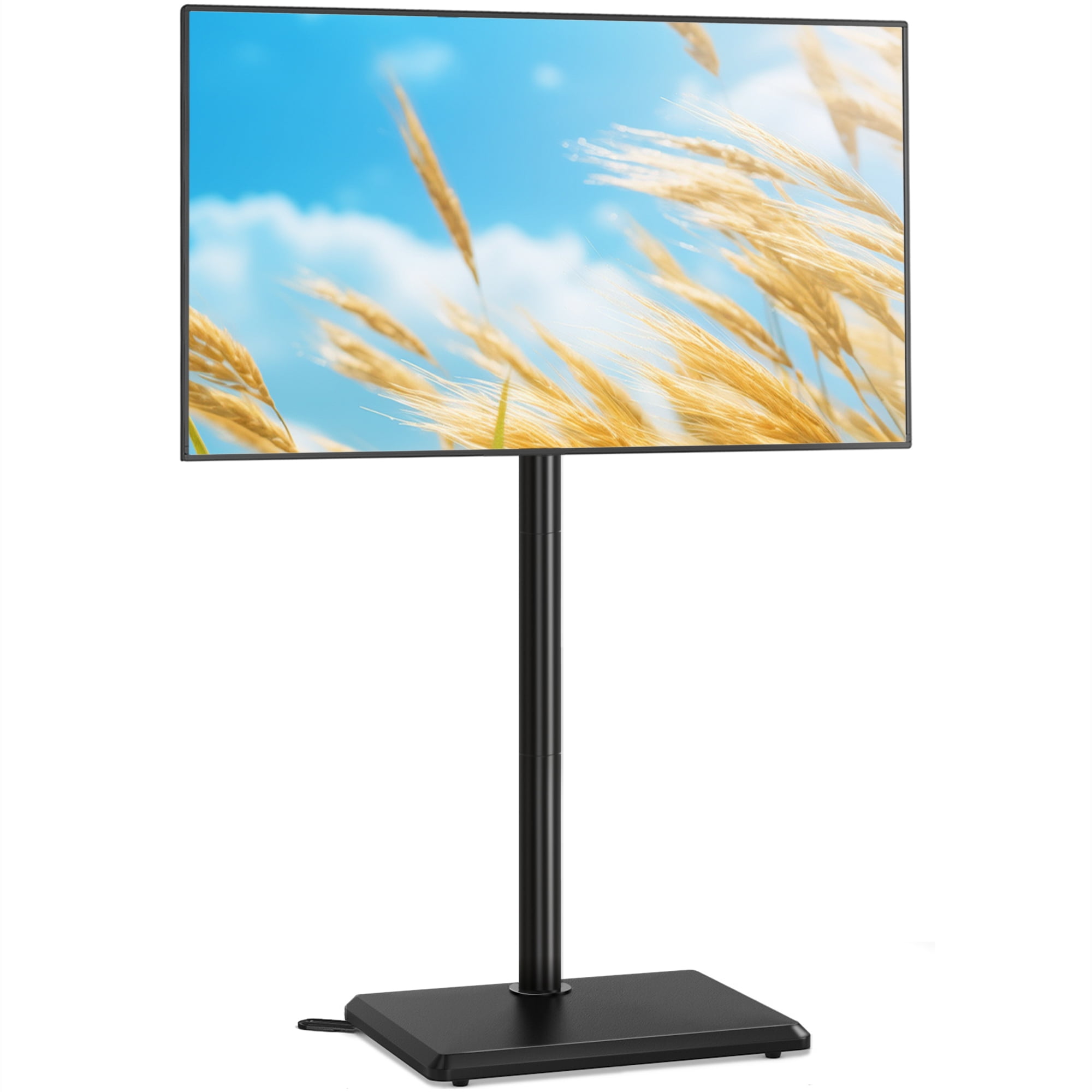 RTVR Floor TV Stand for 32-60 Flat Screens, Portable Tall CornerTV Mount Stand with Wood Base, Black