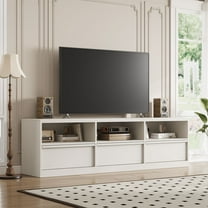 Modern Black TV Stand with Dual Drawers, Designed for 60-70 in televisions - a Stylish Addition to Any Living Space