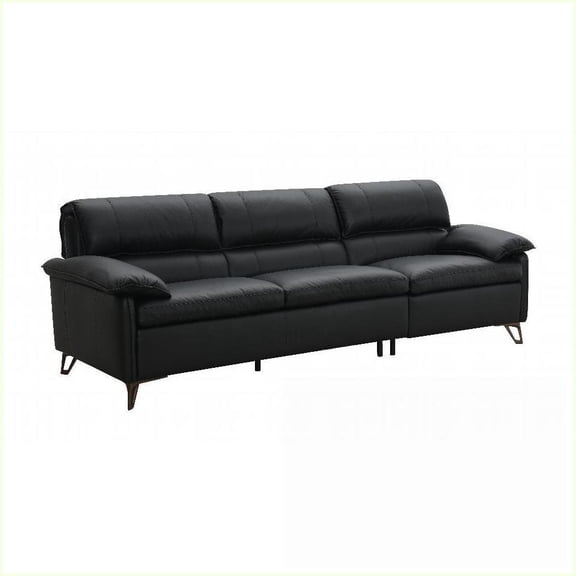 Modern Black Top Grain Leather Oversized 3-Person Living Room Sofa | Black | Top Grain Leather | Loose Back