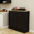 thumbnail image 1 of Modern Black Trash Cabinet with Two Drawers and Large Storage Capacity for Kitchen Island or Laundry Box, 1 of 10