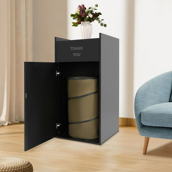 Modern Black Trash Can, Commercial Trash Can, Trash Can Cabinet For Restaurants, Cafeterias, Food Courts, Schools,