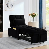 Modern Black Velvet Bed With Storage, Adjustable , Comfortable Seating Option Convertible Chaise Lounge, Metal Frame, Fabric