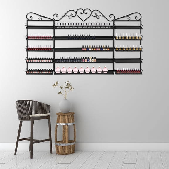 Modern Black  Wall-Mounted Nail Polish Storage Racks, Metal  5 Tiers Display Rack for homes, nail salons