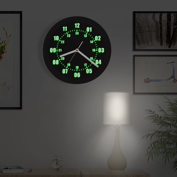 Modern Black Wall-Mounted Round Indoor USB LED Wall Clock 12/24 Hour Luminous Night Lighting Quartz Clock