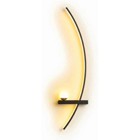 Modern Black Wall Sconces LED Linear Wall Light Dimmable Curved Art Sconce Lamp For Bedroom Living Room Hallway Stairs Vanity Home Decor Night Light Bedroom Office Decor Nightstand Shelf Decor Gift