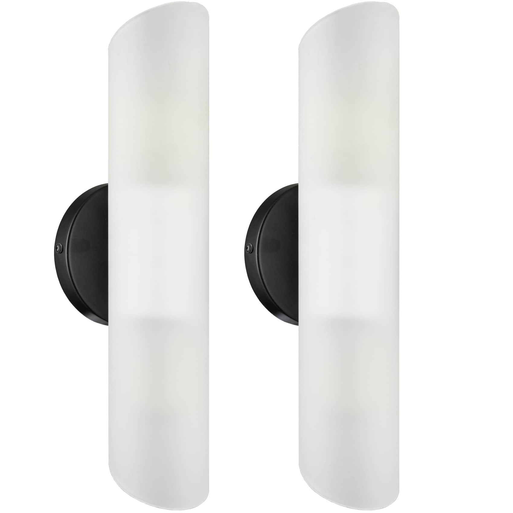 Modern Black Cylinder Wall Sconces with Frosted Glass Shades