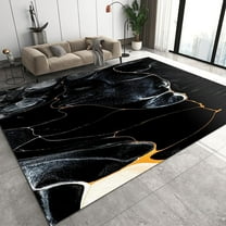 Modern Black And White Cracks Rugs For Living Room, Abstract Irregular Gold Pattern Art Kids Rugs, Soft Easy Clean Breathable Washable Rug For Dining Room Study Room Bedroom Bedside Carpet