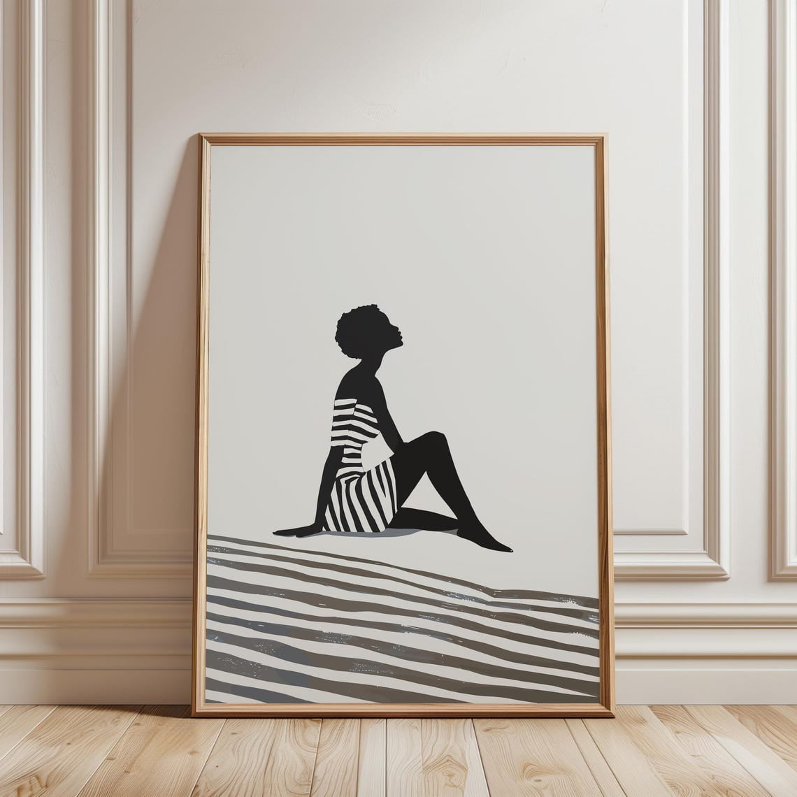 Modern Black And White Decor, Minimalist Woman Silhouette Print ...