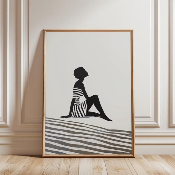Modern Black And White Decor, Minimalist Woman Silhouette Print ...