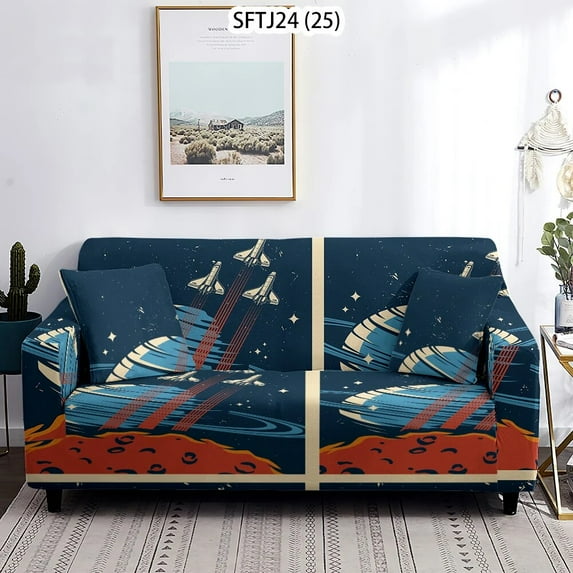 Modern Black White Space Moon Slipcovers Elastic For Living Room For Pets Protector Sofa Covers L Shape Anti-Dust Corner Shaped