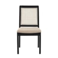 thumbnail image 1 of Modern Black Wood Dining Chairs (Set of 2) - Rattan Back, Solid Wood, 34" High. Stylish seating for kitchen, dining room. Durable &amp; easy clean., 1 of 6