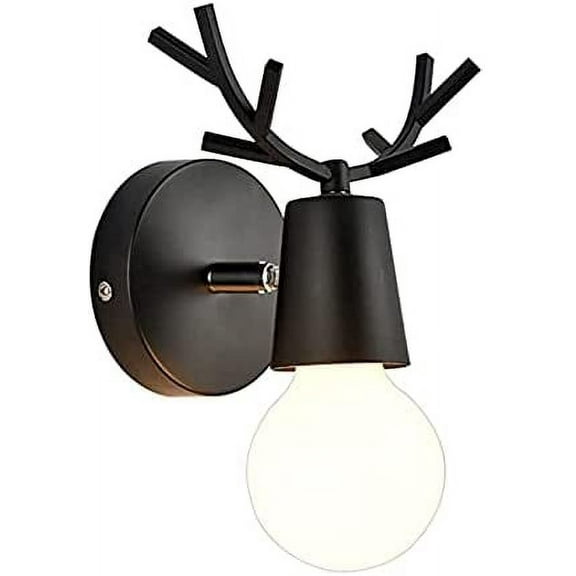 Modern Black Wrought Iron Deer Antler Wall Lamp for Childrens Room Simple, Stylish Indoor Lighting