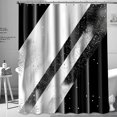 Modern Black and White Geometric Shower Curtain with Silver Glitter