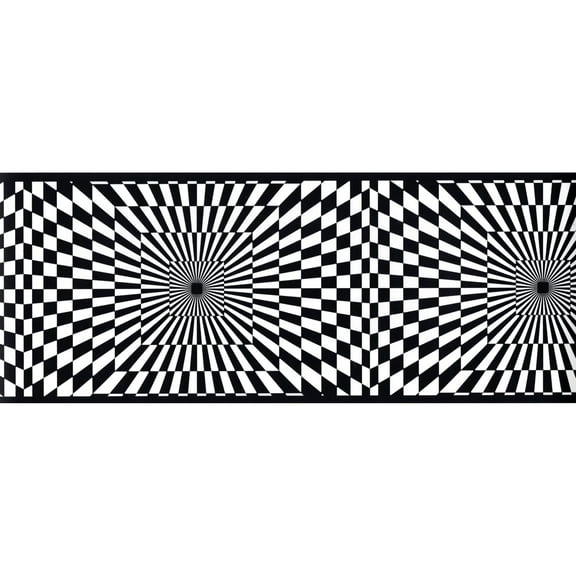Modern Black and White Geometric Wallpaper Border - Checker Design - 15 L, 6.875 W - Pre-pasted