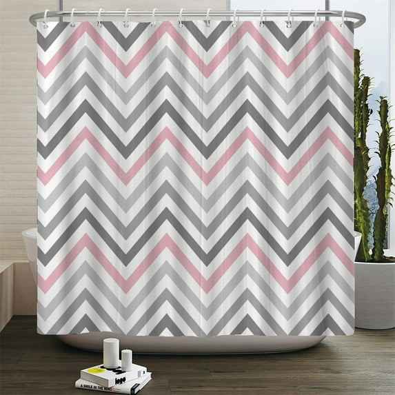 Modern Black and White Gray Stripe Shower Curtain Print Nordic Minimalist style