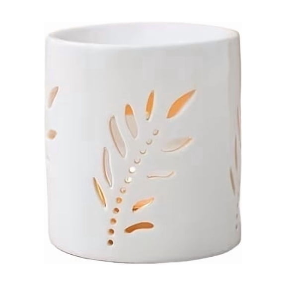 Modern Black and White Leaf Pattern Ceramic Essential Oil Diffuser Holder - Flameless Aromatherapy Diffuser for Office and Home Decor