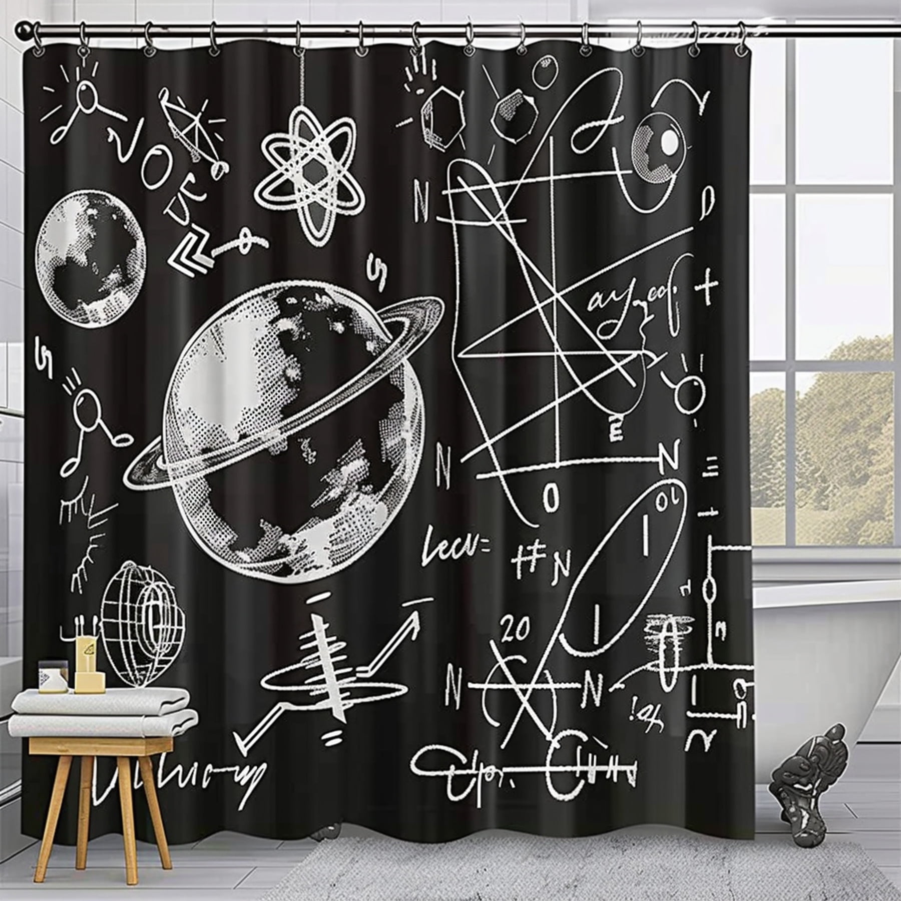 Modern Black and White Physics Equation Shower Curtain Stylish ...