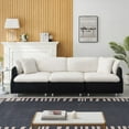 thumbnail image 1 of Modern Black-and-White Tandy Throw Pillows on a 3-Seat Sofa (220×80×75cm) with Solid Wood Frame, 1 of 7