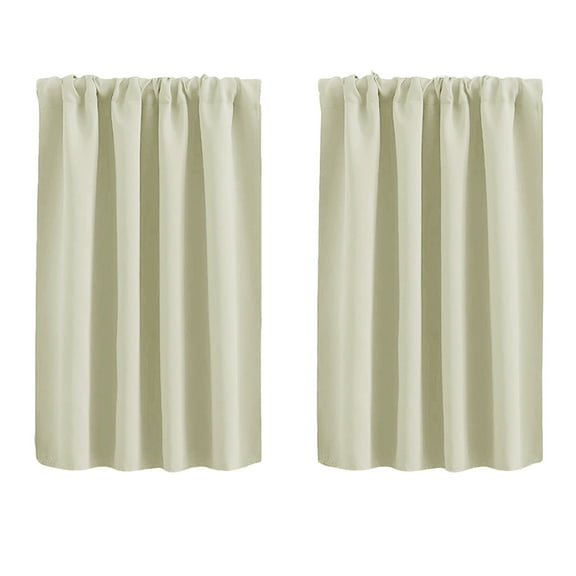 Modern Blackout Thermal Rod Pocket Short Window Curtain for Bedroom Living Room Home Decoration(2 Panel), 30 X 36in, Beige