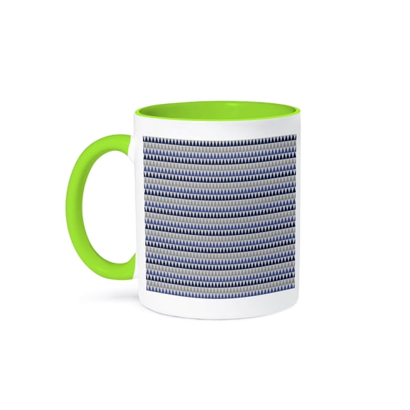 3drose, Modern Blue and Gray Geometric Triangle Pattern, 11oz Two-tone Green Mug