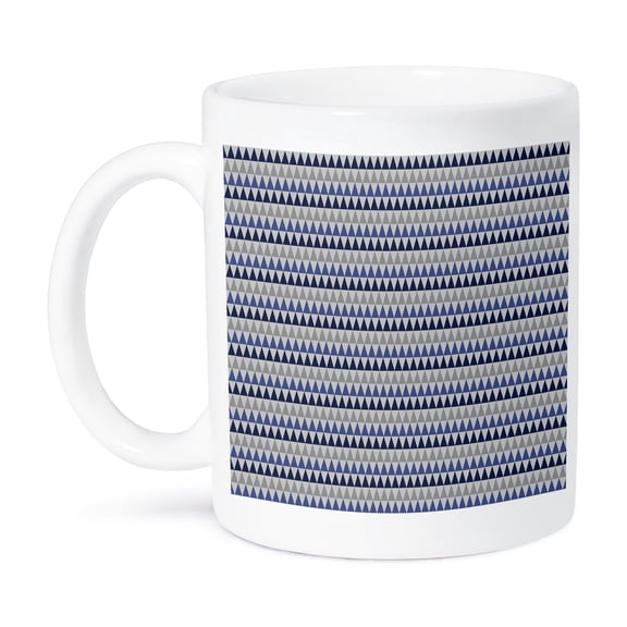 3drose, Modern Blue and Gray Geometric Triangle Pattern, 15oz Mug