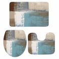 thumbnail image 1 of Modern Blue Bath Mat 3 Piece Bathroom Rug Set, Rustic Mottled Oil Painting Texture Non Slip Bath Rug Contour Mat and Toilet Lid Cover, Absorbent Shower Mats Soft Bath Rugs and Mats Sets, 1 of 8