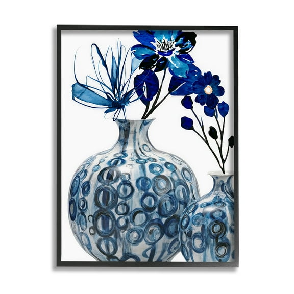 Modern Blue Flower Arrangement Botanical & Floral Graphic Art Black Framed Art Print Wall Art