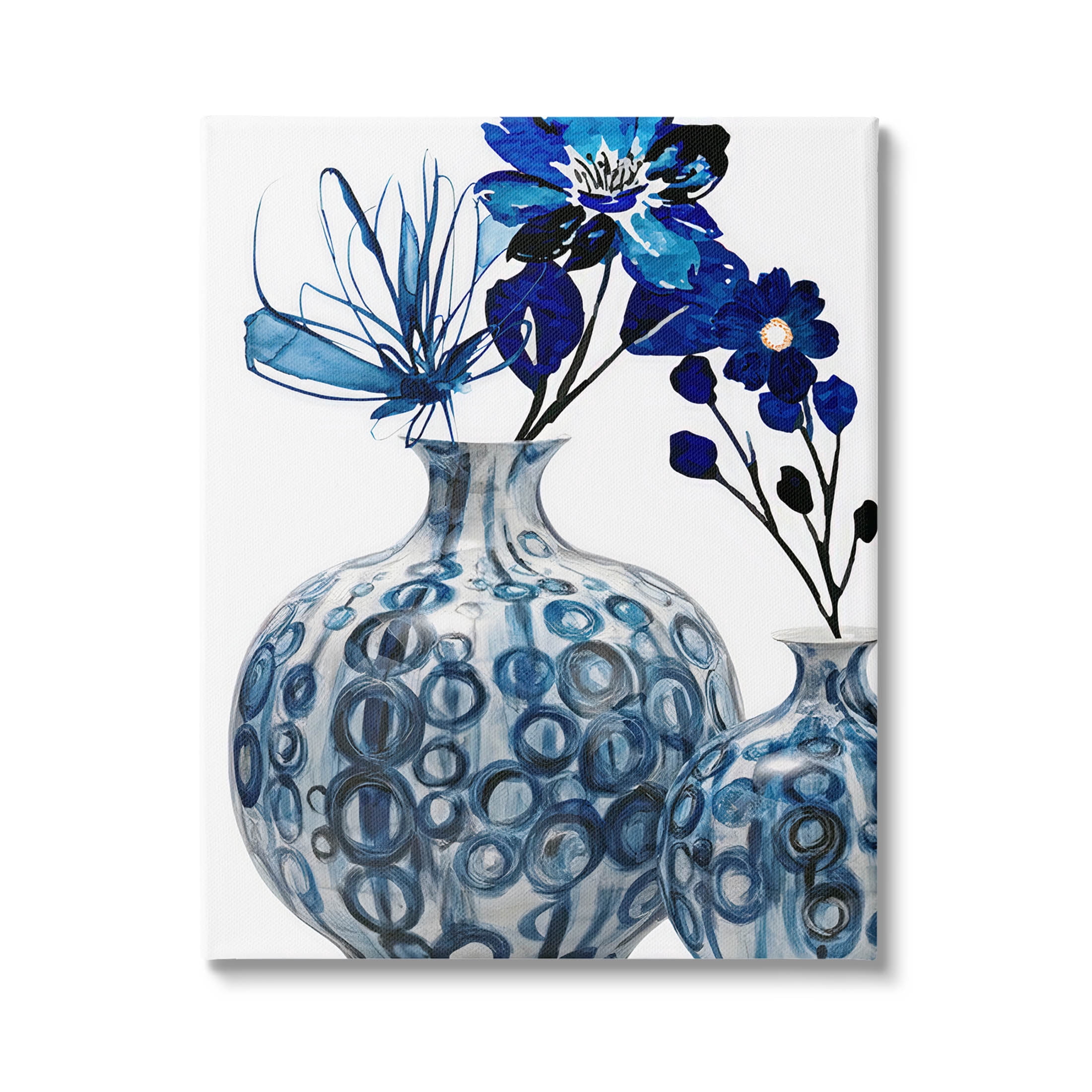 Modern Blue Flower Arrangement Botanical & Floral Graphic Art Gallery Wrapped Canvas Print Wall Art