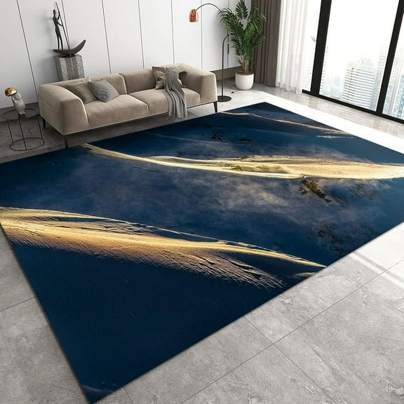 Modern Blue Gray Area Rugs, Indoor Non-Slip Soft Foldable Living Room Carpet, Large Area Rug Fuzzy Plush Soft Easy Cleaning Apply to Door Mats Porch Home Decor Bath Mat 2x3ft
