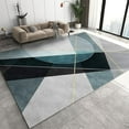 thumbnail image 1 of Modern Blue Gray Geometric Area Rug, Simple Golden Lines Indoor Non Slip Living Room Rug, Foldable Decor Carpet For Bedroom Kitchen Dining Room Home Office Floor Mat 5x6ft, 1 of 6