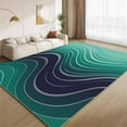 thumbnail image 1 of Modern Blue Green Rug 3x5 Small Area Rugs Abstract Wave Stripes Rugs Non Slip Non Shedding Print Washable Floor Carpet for Living Room Bedroom Office Study Foyer Hallway, 1 of 7
