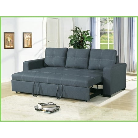 Modern Blue Grey Polyfiber Convertible Sofa Bed - 85" 3-Seat for Living Room Guest Room