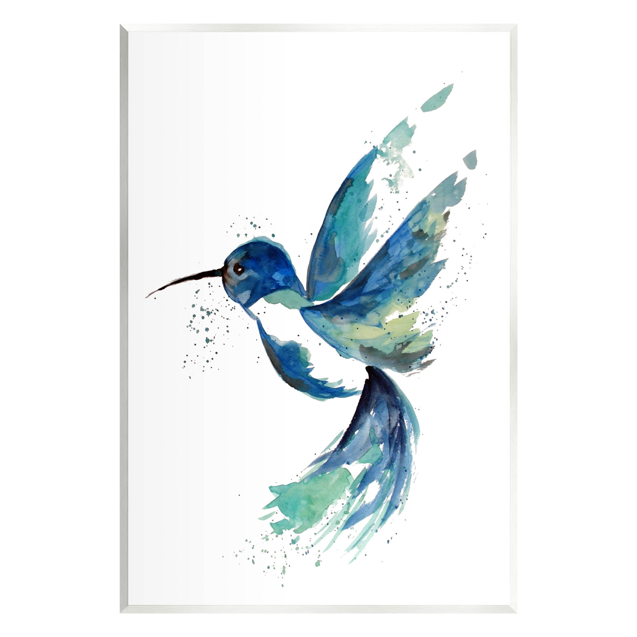 Modern Blue Hummingbird Flying Animals & Insects Graphic Art Unframed Art Print Wall Art