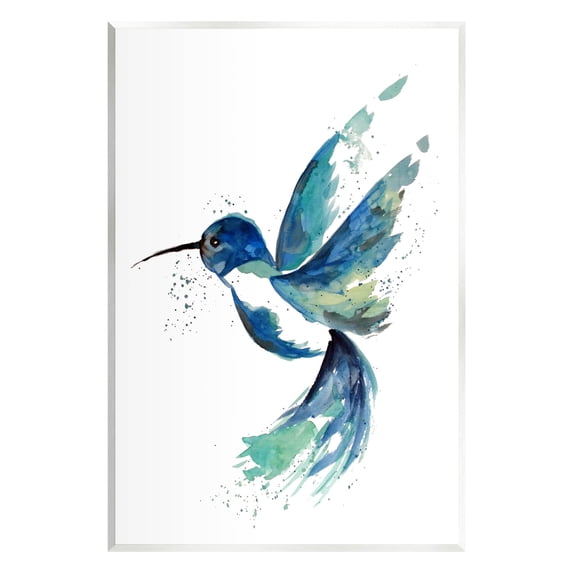 Modern Blue Hummingbird Flying Animals & Insects Graphic Art Unframed Art Print Wall Art