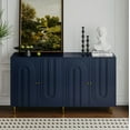 thumbnail image 1 of Modern Blue Lacquered 4-Door Wooden Storage Cabinet with Adjustable Shelves, Multi-Purpose Sideboard Buffet for Dining Room, Living Room, Entryway and Home Office Organization, 1 of 9